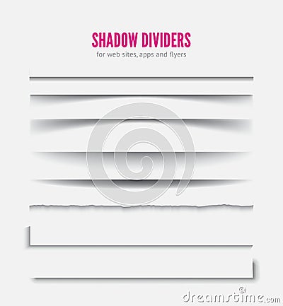 Page divider. Transparent realistic paper shadow effect Vector Illustration