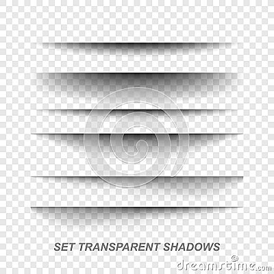 Page divider. Transparent realistic paper shadow effect set. Web banner. Vector Illustration