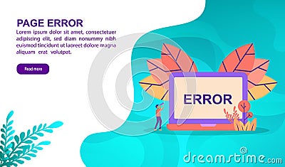 Page error illustration concept with character. Template for, banner, presentation, social media, poster, advertising, promotion Vector Illustration