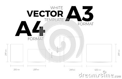A3 and A4 page format white vector eps10 template. vertical and horizontal orientation Vector Illustration