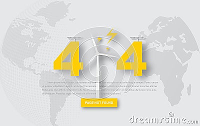 Page not found 404 design. 404 error page Wind turbine failure, no electricity generation and paper art concept. Link to empty non Vector Illustration