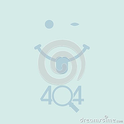 404 Page not Found Design Template. Winking Smiling Face, Magnifier. 404 Error Page Concept. Vector Illustration Vector Illustration