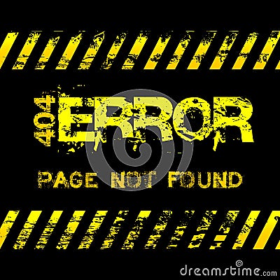 Page not found - error - grunge style yellow caution tapes illustration Vector Illustration