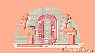 Page not found error 404 vector concept with robots and machinery. Vector Illustration