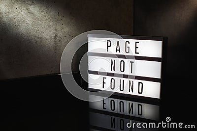 Page not found message on a light box Stock Photo