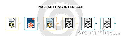 Page setting interface symbol vector icon in 6 different modern styles. Black, two colored page setting interface symbol icons Vector Illustration