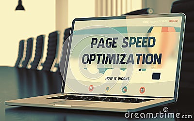 Page Speed Optimization Concept on Laptop Screen. 3D. Stock Photo