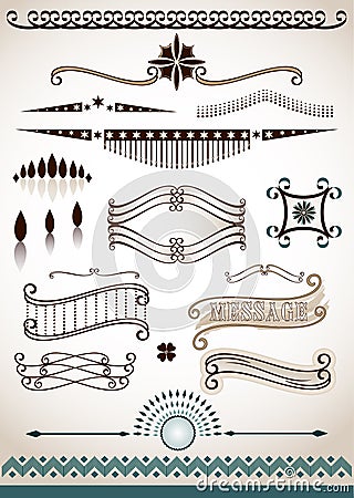 Page and text dividers and decorations Vector Illustration