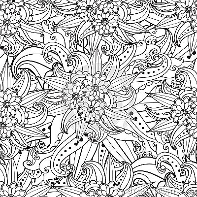 Pages for adult coloring book. Hand drawn artistic ethnic ornamental patterned floral frame in doodle. Vector Illustration