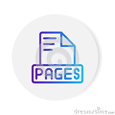 Pages document format file icon. with gradient outlines. vector illustration Vector Illustration