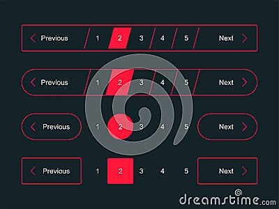 Pagination bar vector page navigation web buttons Vector Illustration