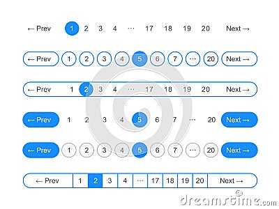 Pagination bar vector page navigation web buttons Vector Illustration