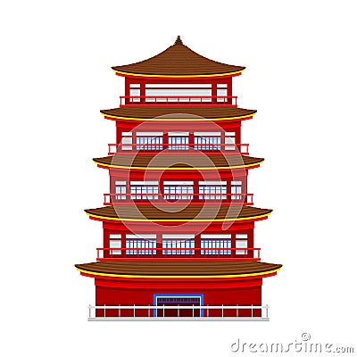 Pagoda Building as Buddhist Temple Complex Vector Illustration Vector Illustration