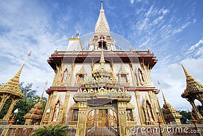 Pagoda in Chaitharam Wat Chalong Temple, Phuket, Thailand Stock Photo