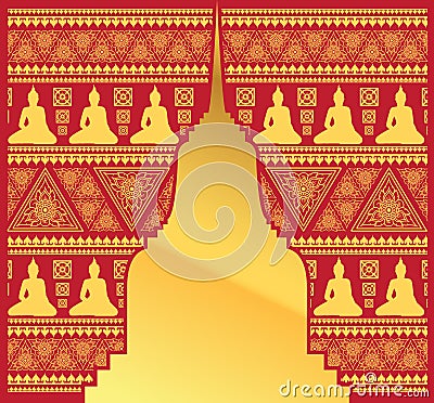 Pagoda Ethnic buddha pattern background Vector Illustration