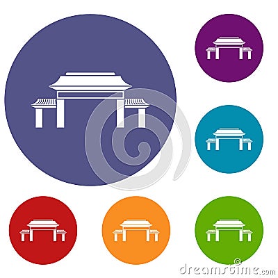 Pagoda icons set Vector Illustration