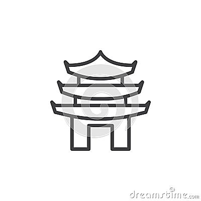 Pagoda line icon, outline vector sign, linear style pictogram isolated on white Vector Illustration