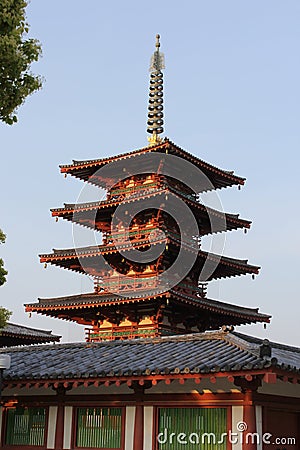 Pagoda of Shitennoji temple in Osaka, Japan Stock Photo