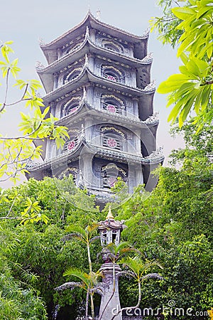 Vietnam. Danang. Pagoda in the Marble mountains. Stock Photo