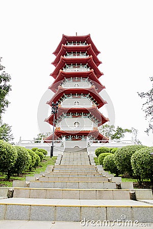 Pagoda tower in Chinese Gardens, Singapore Stock Photo