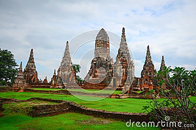 Pagoda at Wat Chaiwattanaram Temple Stock Photo