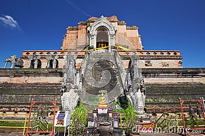 Pagoda in Wat Chedi Luang in Chiang Mai Editorial Stock Photo