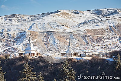 Mati Temple area, pagodas, Gansu, China Stock Photo