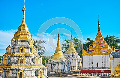 The medieval shrines of Nget Pyaw Taw Paya, Pindaya, Myanmar Stock Photo