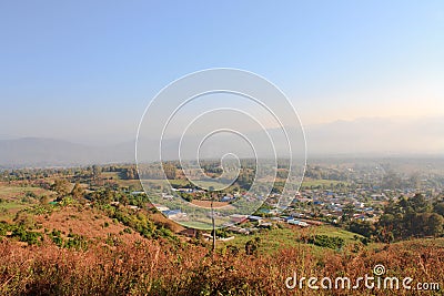 Pai view in winter at morning, Thailand. Stock Photo