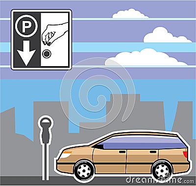 Paid Parking Meter car Vector Vector Illustration