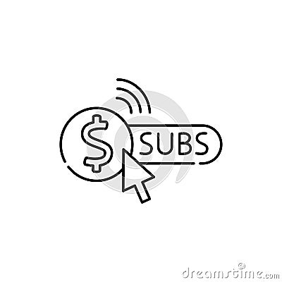 Paid subscription color line icon. Pictogram for web page, mobile app Vector Illustration