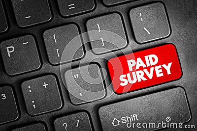 Paid Survey text button on keyboard, concept background Stock Photo