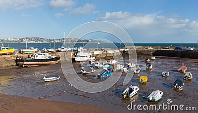 Paignton harbour Devon England with view towards tourist destinations of Torquay Stock Photo