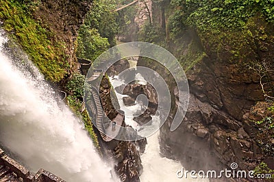 Pailon Del Diablo Waterfall In Banos De Aqua S Stock Photo