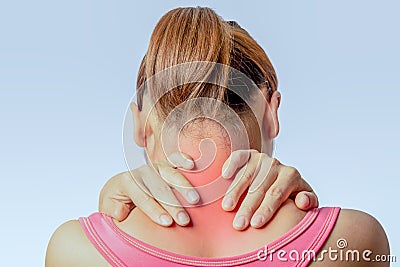 Pain at cervical spine Stock Photo