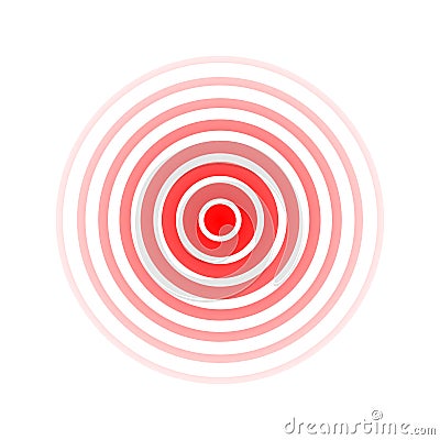 Pain circle wave. Target icon. Red effect pulse isolated on white background. Signal radar. Pattern sonar. Vibration line design Vector Illustration