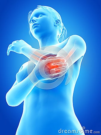 Pain in the elbow joint Stock Photo