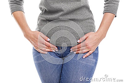 Pain in the groin. Stock Photo