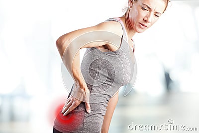 Pain in lower back Stock Photo