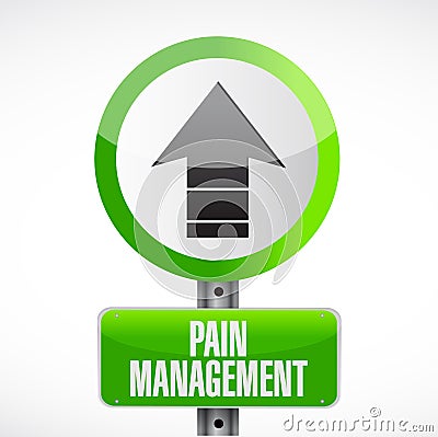 pain management road street sign illustration Cartoon Illustration