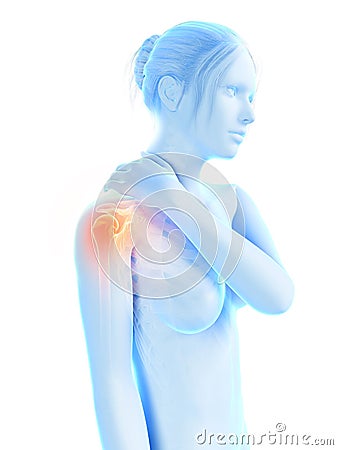Pain in the shoulder joint Stock Photo