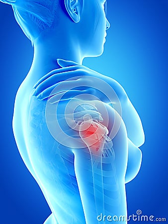 Pain in the shoulder joint Stock Photo