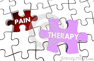 Pain Therapy Words Puzzle Pieces Treatment Stock Photo