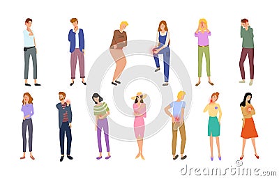 Pain Types of People with Hurting Body Parts Set Vector Illustration