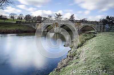 Paine`s Bridge Chatsworth House in Derbyshire, UK Stock Photo