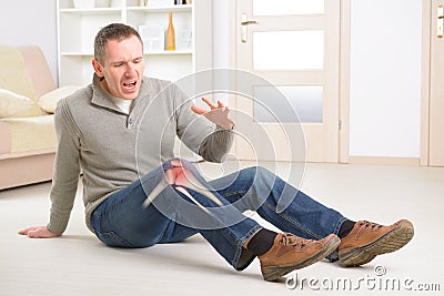 Painful knee Stock Photo