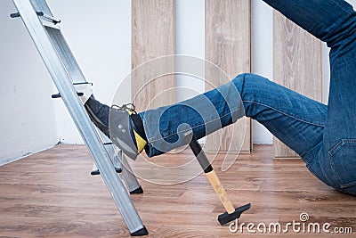 Painful worker after on the job injury Stock Photo