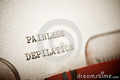 painless depilation text Stock Photo