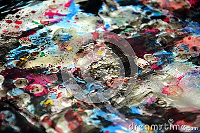 Dark paint vivid waxy blurred colors, contrasts, waxy creative background Stock Photo