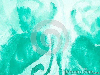 Paint Aquarel Spots Texture. Neo Mint Gradient Stock Photo